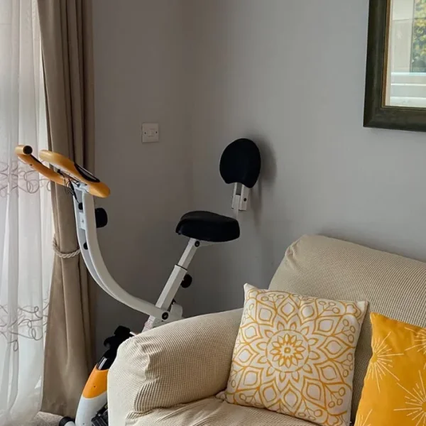 Folding Indoor Exercise Bike – Yellow, Smooth, and Easy to Store