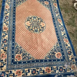 Beautiful blue and orange wool rug