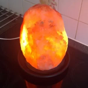 Himalayan Salt Lamp On Wooden Stand - Image 4