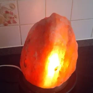 Himalayan Salt Lamp On Wooden Stand - Image 5