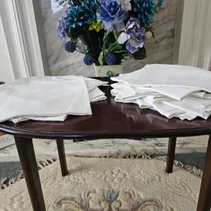 17 Square Cloth Napkins – White, 12 Linen & 5 Polyester, 51cm - Image 2