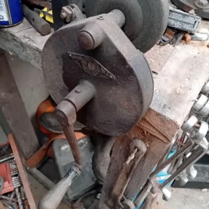 Vintage hand cranked bench grinder