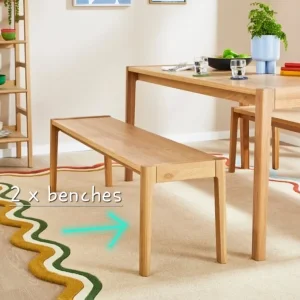 2x solid oak large benches - Image 5