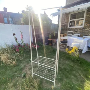 Clothes rail with two shelves - metal white - slim and cute - Image 2