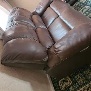 2 seater leather look sofa - Image 2