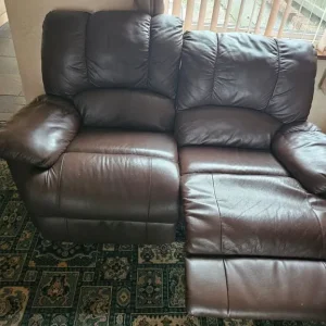 2 seater leather look sofa - Image 3
