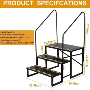 RV steps with 2 handrails and 3 steps