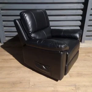 Black Armchair – Still Comfy, Faux Leather - Image 3