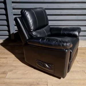 Black Armchair – Still Comfy, Faux Leather - Image 8