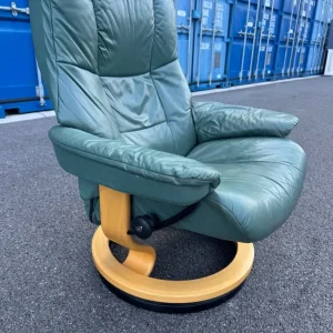 Ekornes Stressless Armchair and Stool Green - Image 2