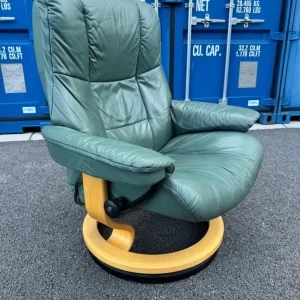 Ekornes Stressless Armchair and Stool Green - Image 3