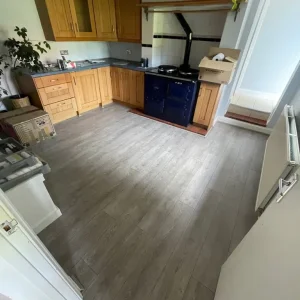 Grey wood laminate flooring