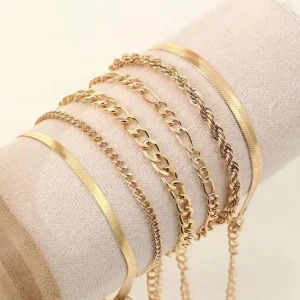 Set of 6 gold-coloured ladies bracelets - Image 2