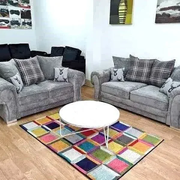 Verona 3+2 Seater Sofa – Grey Plush Velvet