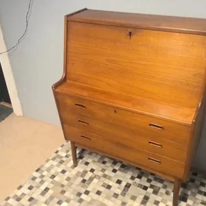 mid-century danish teak writing bureau - Image 3