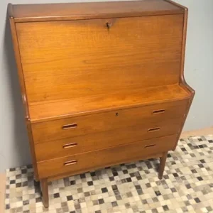 mid-century danish teak writing bureau - Image 8