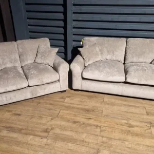 Like New Mink Fabric 3 & 2 Seater Sofas - Image 2