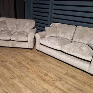 Like New Mink Fabric 3 & 2 Seater Sofas - Image 3