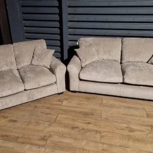 Like New Mink Fabric 3 & 2 Seater Sofas - Image 4
