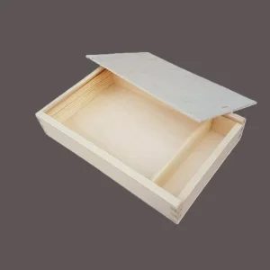 New Multipurpose Storage Rectangular Natural Look Wooden Box with Sliding Lid.POST OR COLLECT!