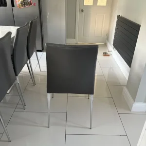 7 Grey Leather Dining Table Chairs - Image 3
