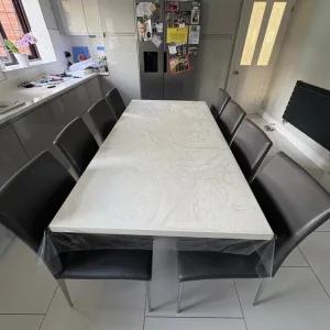 7 Grey Leather Dining Table Chairs - Image 4