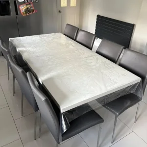 7 Grey Leather Dining Table Chairs