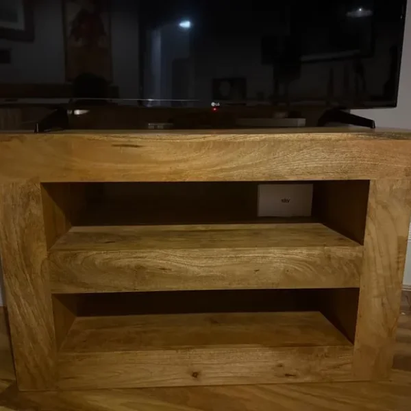 Wooden TV unit with shelves
