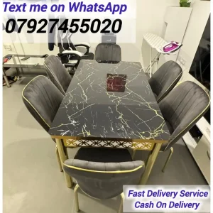 Golden Dining Table with 4 or 6 Chairs - Image 4