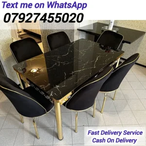 Golden Dining Table with 4 or 6 Chairs - Image 5