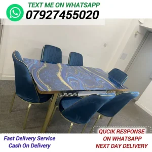 Golden Dining Table with 4 or 6 Chairs - Image 6