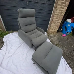 Reclining Chair with Footstool Grey - Image 2