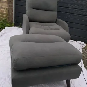 Reclining Chair with Footstool Grey