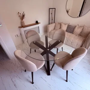Next home glass dining table with 4 chairs