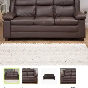 3 seater brown sofa - Image 2