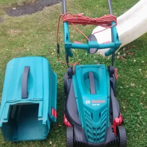 electric bosch lawnmower with collection box