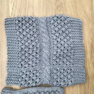 Warm Grey Snood Scarf and Mittens - Image 2