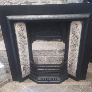 Victorian cast iron tiled fireplace surround