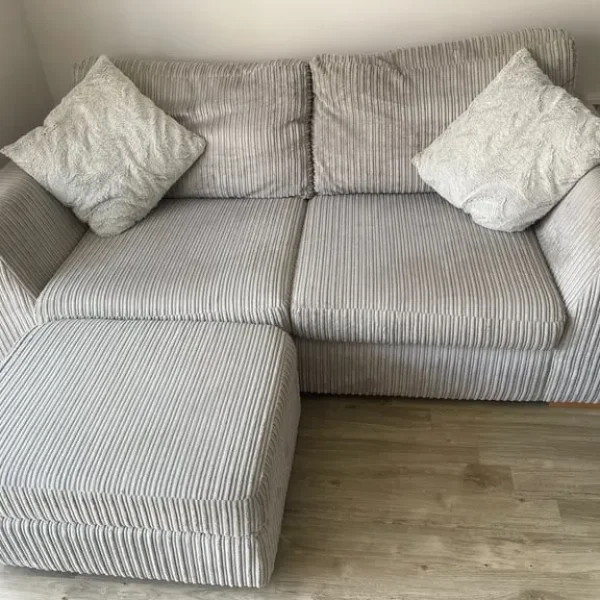 Sofa, recliner and footstool