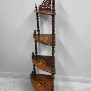 Antique Victorian Inlaid Walnut Corner Whatnot Stand / c.1880 - Image 2