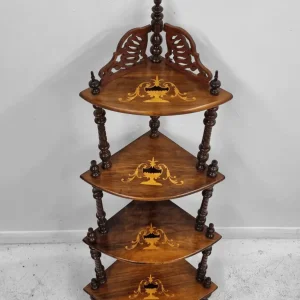 Antique Victorian Inlaid Walnut Corner Whatnot Stand / c.1880 - Image 5