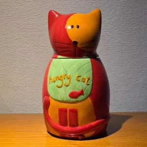 Hungry Cat Ceramic Cookie Jar
