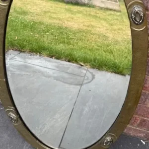 Vintage brass oval mirror with bevelled edges - Image 2