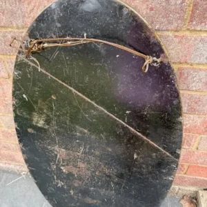 Vintage brass oval mirror with bevelled edges - Image 3