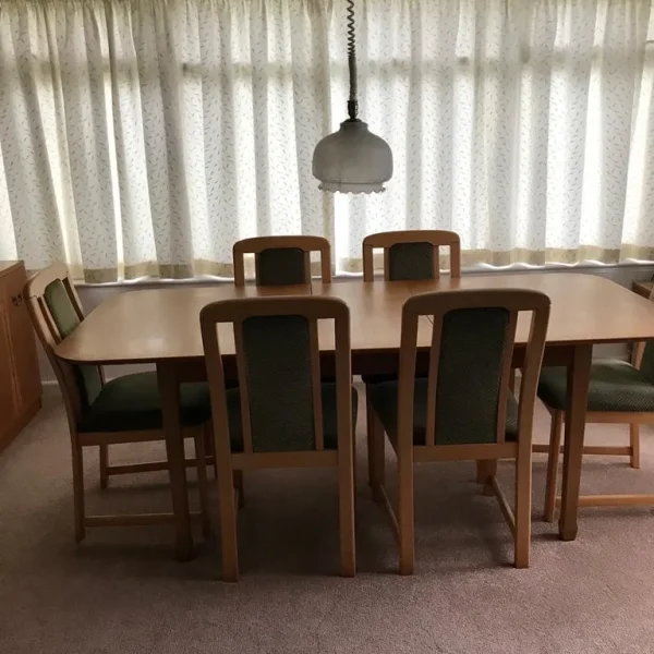 Dining Table six chairs and display unit