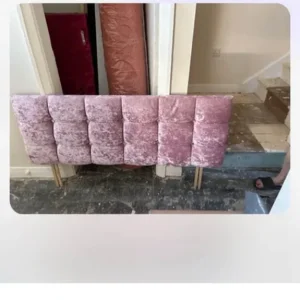 Pink crushed velvet double headboard