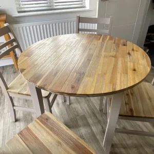 Dining table, four chairs and matching console table