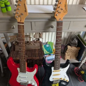 Selection of guitars including Benson electric, old Encore, and acoustic models - Image 7