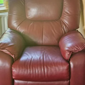 3 1 1 burgundy and wine leather sofa - Image 6
