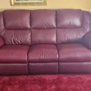 3 1 1 burgundy and wine leather sofa